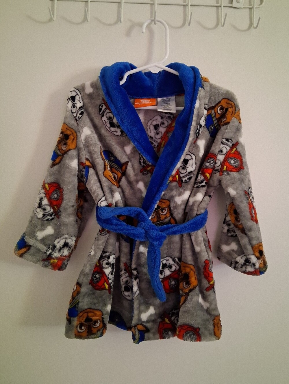 Kids Plush Grey Paw Patrol Robe with Blue Trim